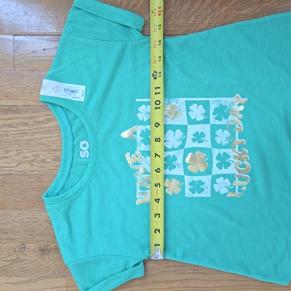 SO BRAND GIRL'S GREEN ST. PATRICKS DAY "HAVE A LUCKY DAY" TEE SIZE SMALL - Picture 7 of 9